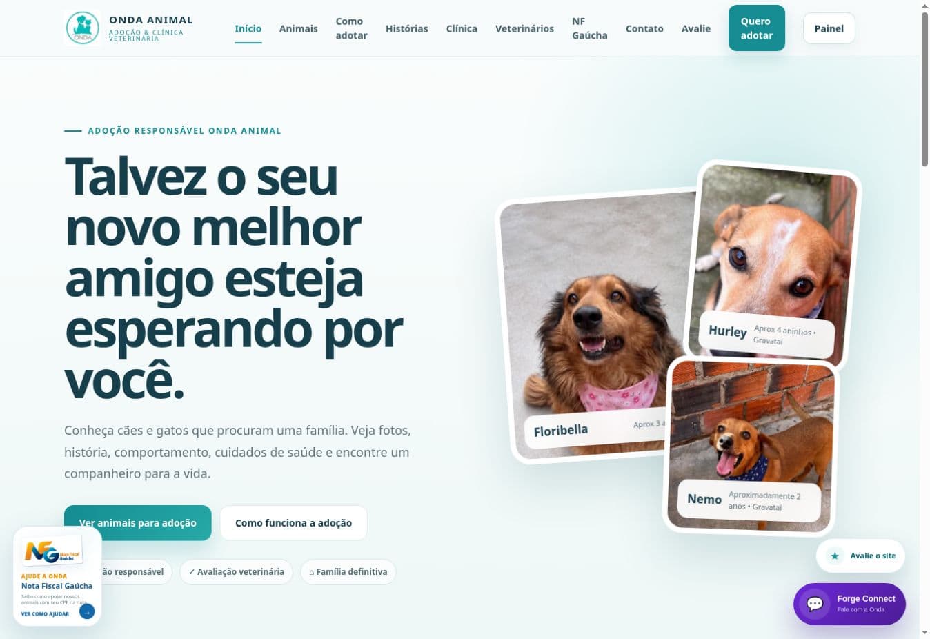 Página inicial de Onda Animal